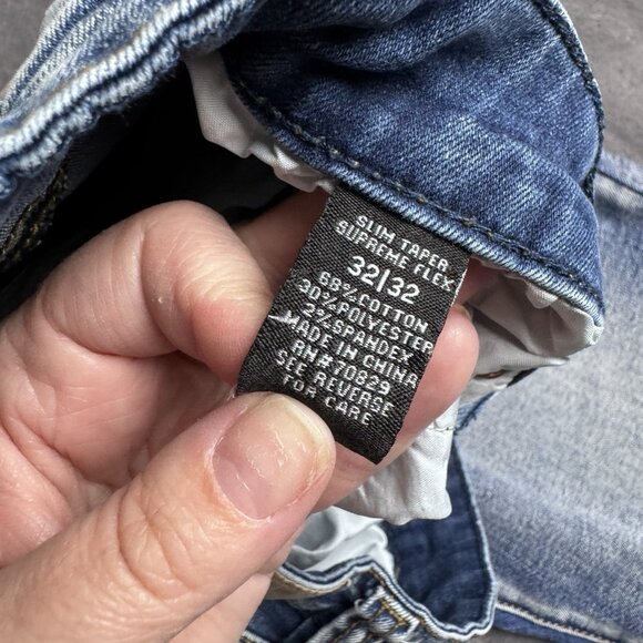 Rue 21 Premium White Wash Jeans Blue Mens Size 32 x 32 Slim Taper  Supreme Flex - Picture 6 of 9